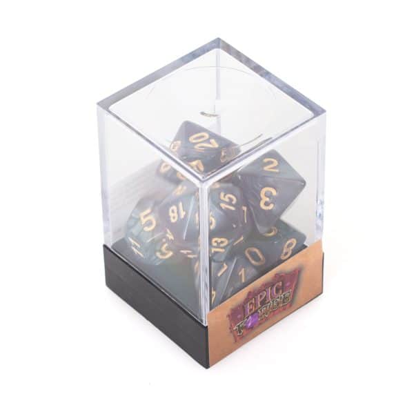 Lot de 7 dés Epic Forge - Noir nacré et or